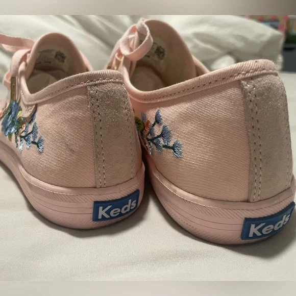 Keds x Rifle Paper Co Sneaker Women's Size 7.5 Pink Embroidered Floral Flower - Picture 3 of 10
